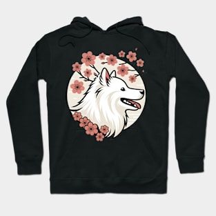 American Eskimo Dog Revels in Spring Cherry Blossoms Hoodie